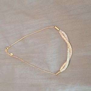 White and gold swarovski crystal necklace